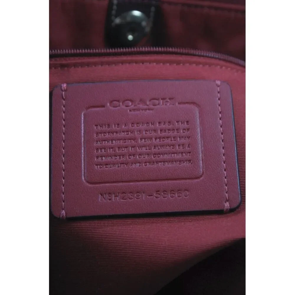 Coach Womens Leather Button Closure Derby Tote Shoulder Handbag Brown